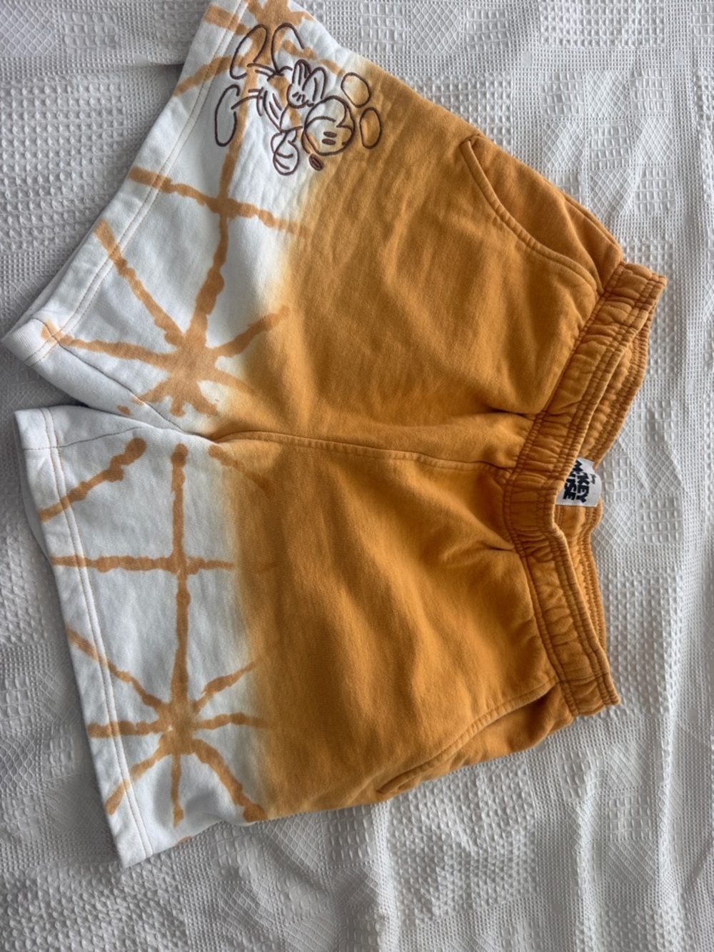 Tie-Dye Orange & White Cotton Shorts Mickey Mouse shorts